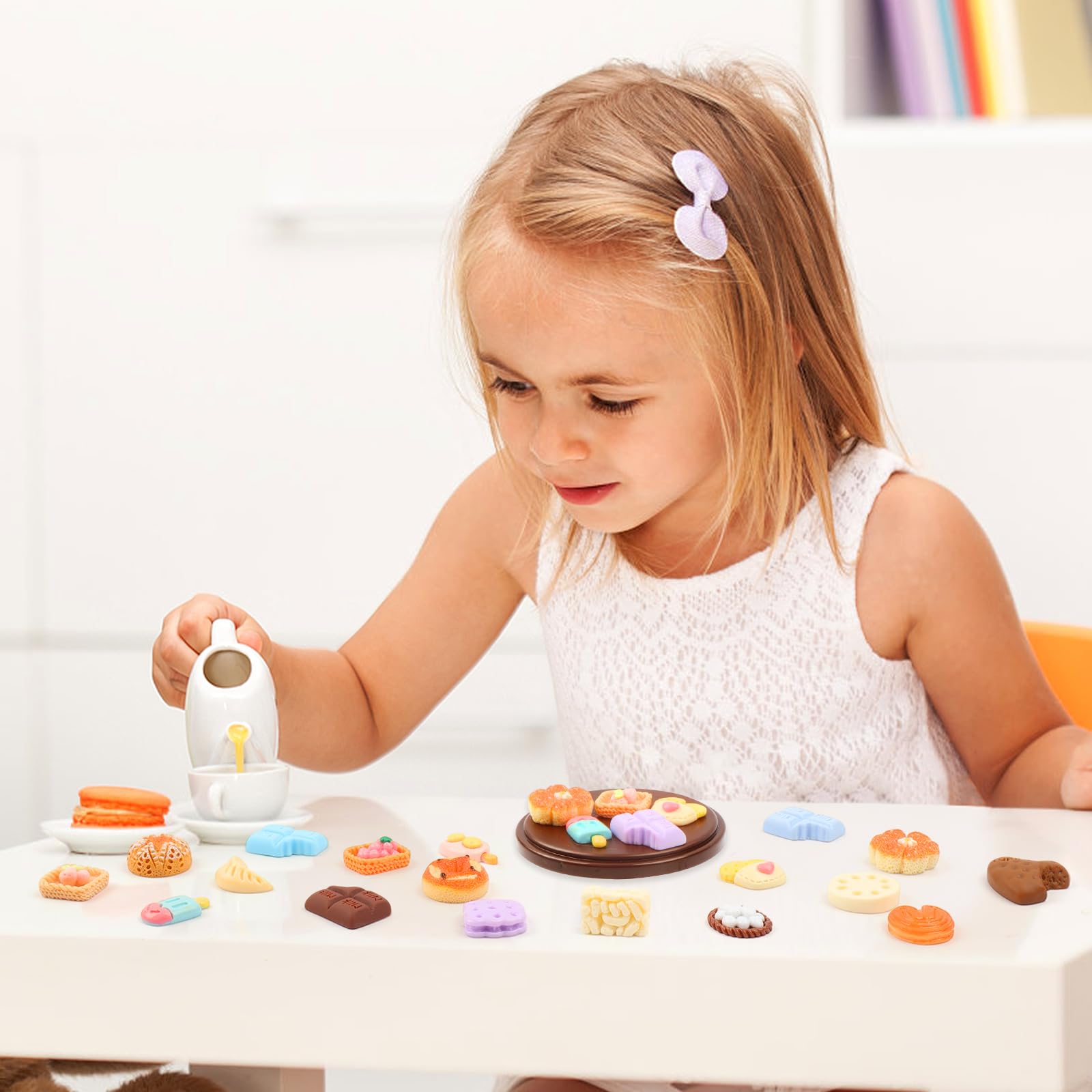 50 piezas de huevos de comida en miniatura, pastel de leche, helado, mini juego de simulación, cocina, juego de cocina, accesorios de fiesta, juguetes para casa de muñecas paisaje 4