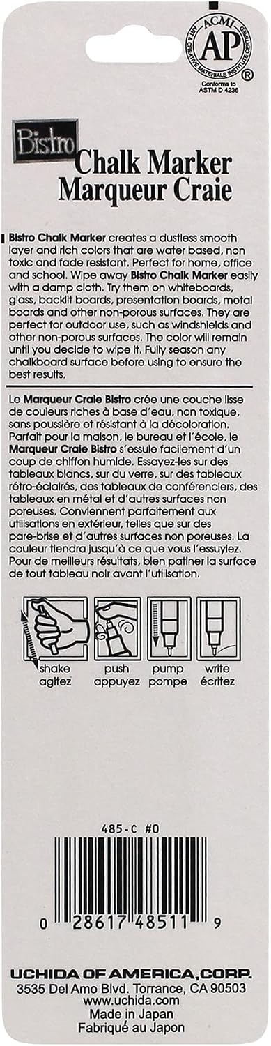 Uchida of America Extra Fine Tip Bistro Chalk Marker, White