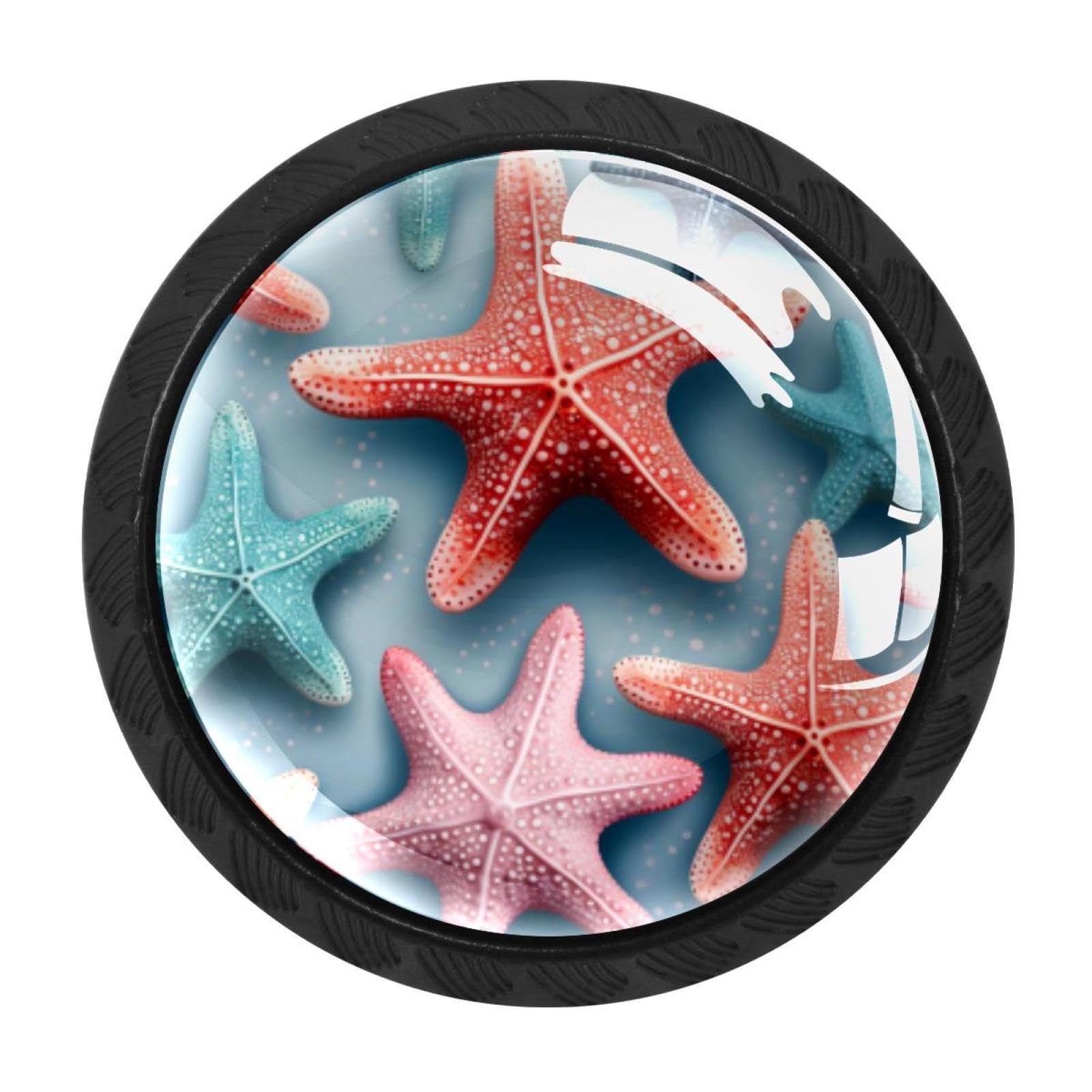CHENZZZZ Starfish Cabinet Knobs 4 Pieces Drawer Kitchen Cabinets Dresser Cupboard Wardrobe Unique Pulls Handles