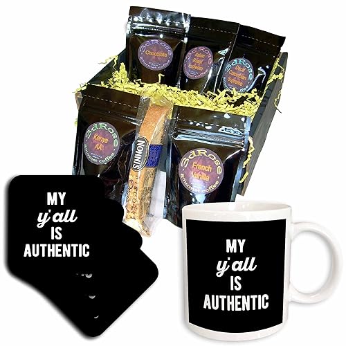 3dRose My yall is authentic. Bold white lettering on black... - Coffee Gift Baskets (cgb_349695_1)