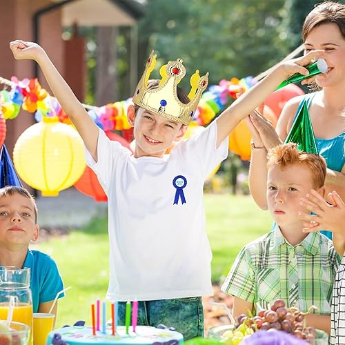 Miniatura 5 de Corona de rey de cumpleaños, banda y alfileres de botón para niño de cumpleaños, suministros de disfraces para fiesta de cumpleaños, juego de