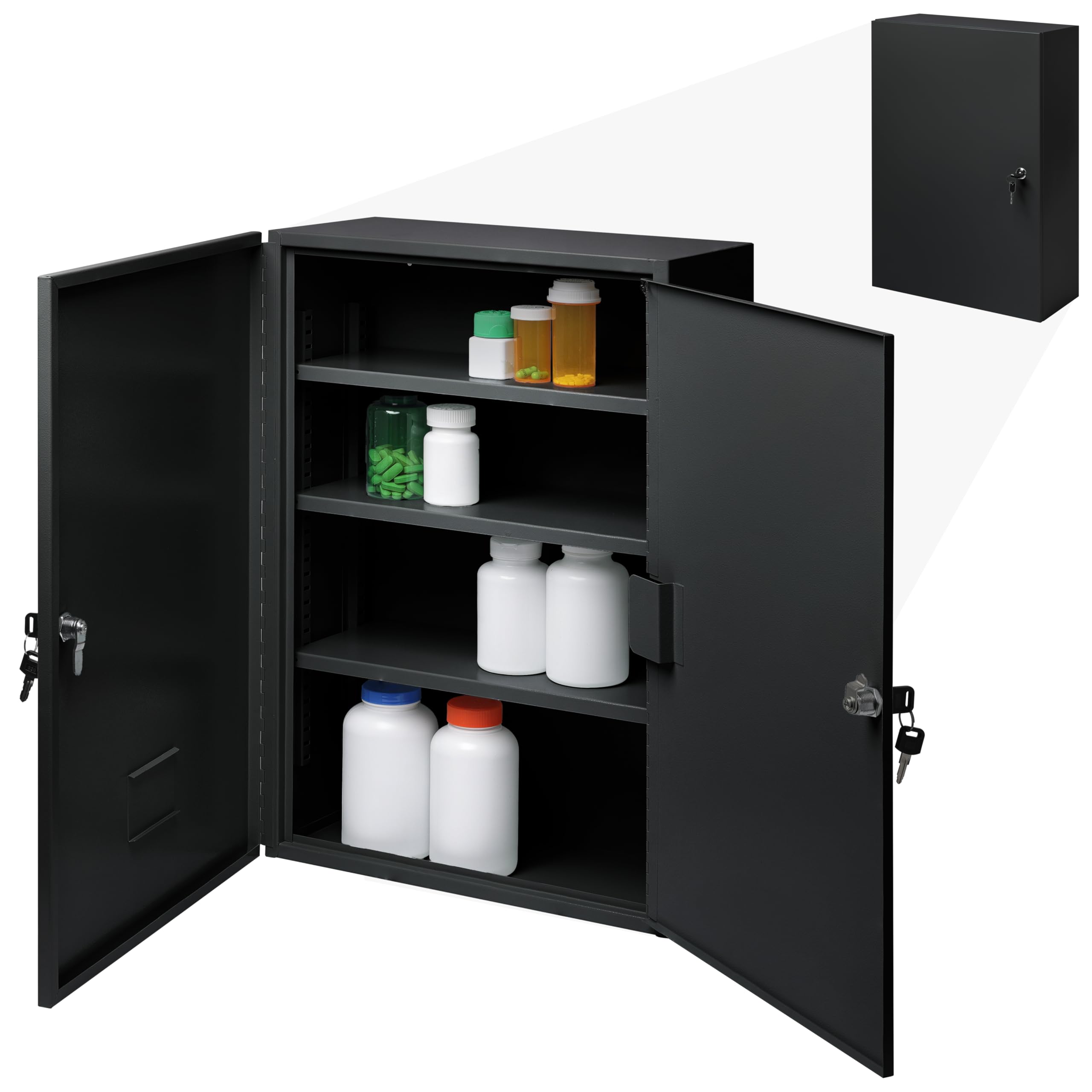 Durabox 2-Door Narcotics Cabinet - Double Door & Dual Key Lock