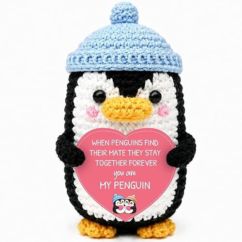 Gifts for Boyfriend Girlfriend, Romantic Crochet Penguin for Couples