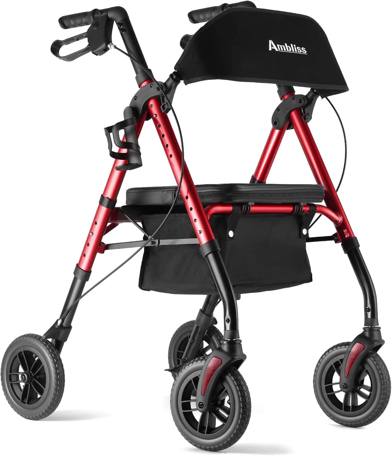 Ambliss Rollator Walker 8" NonPneumatic Wheels Rollator Walkers for Seniors with
