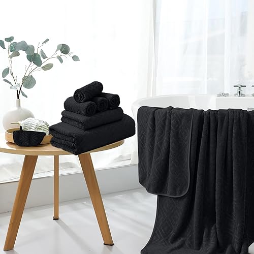 Vista 71 de Juego de toallas de microfibra de 8 piezas, 2 toallas de baño, 2 toallas de mano, 4 toallas pequeñas, toalla de baño extra grande para baño, hotel