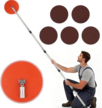 Drywall Pole Sander, 2m Drywall Sander, Adjustable Extension Pole, Wall Sanding Tool, with 5pcs Sanding Sheets 80,120, 150,180,240 Grit