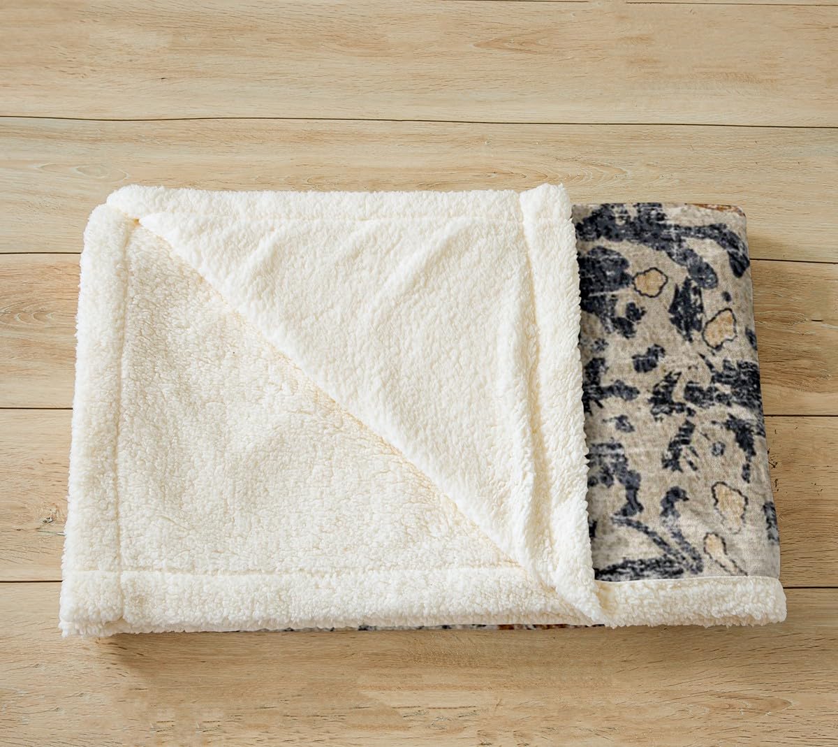 Loussiesd Boho Bloemen Fleece Gooi Deken Kids Boho Mandala Pluche Deken voor Vintage Boheemse Medaillon Sherpa Deken Ademend Retro Blauw Bruin Fuzzy Deken