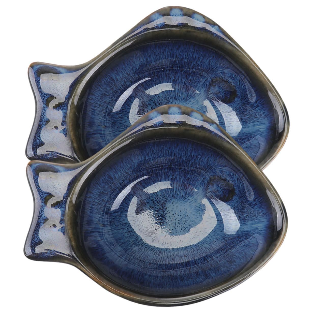 SOLUSTRE 2Pcs Ceramic Dipping Dishes Small Fish Shaped Sauce Plates for Condiments Seasonings and Appetizers for Home Parties Weddings and Celebrations