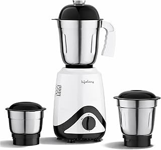 Lifelong Power Pro VX 500W Mixer Grinder | 3 Versatile Stainless Steel Jars (1.5L, 0.85L, 0.4L) | SS Blades, 3 Speed Settings with Pulse | Mixie Blender for Smoothies, Fruit Juice & Purees (Black)