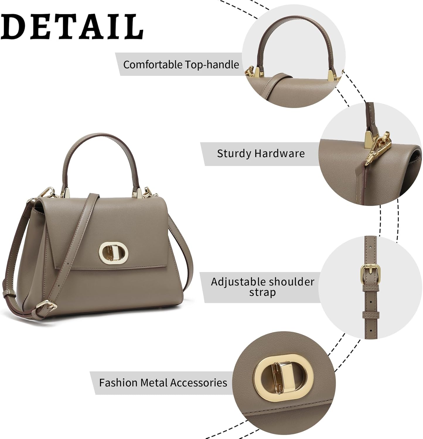 Top Handle Bag Leather Satchel Bags for Women Luxury Designer Business Crossbody Work Purse with Multiple Internal Pockets - Image 4