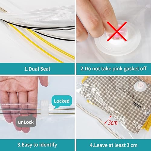 Miniatura 3 de AirBaker - Bolsas de almacenamiento al vacío, incluye bomba de mano, para edredones, mantas, ropa, almohadas, bolsas de sello para ahorrar espacio