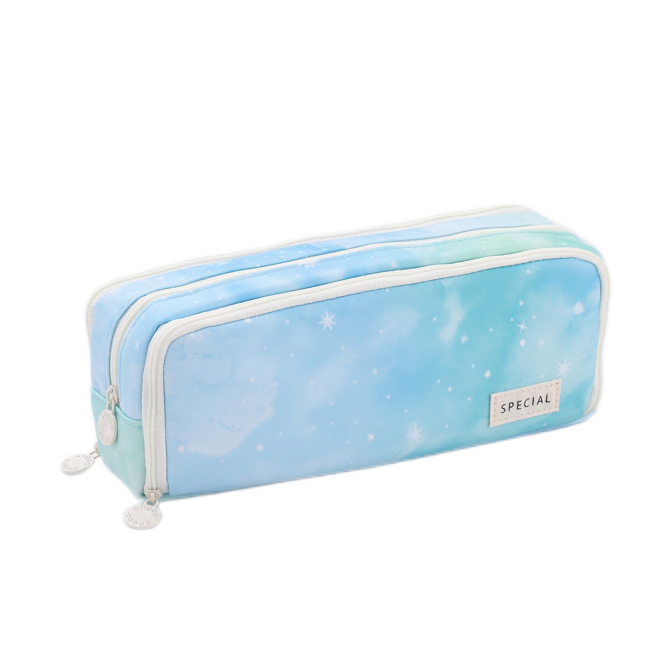 CICIMELON Polyester Large Capacity Pencil Case 3 Compartment Pouch Pen Bag For School Teen Girl Boy Men Women (Dream),Blue