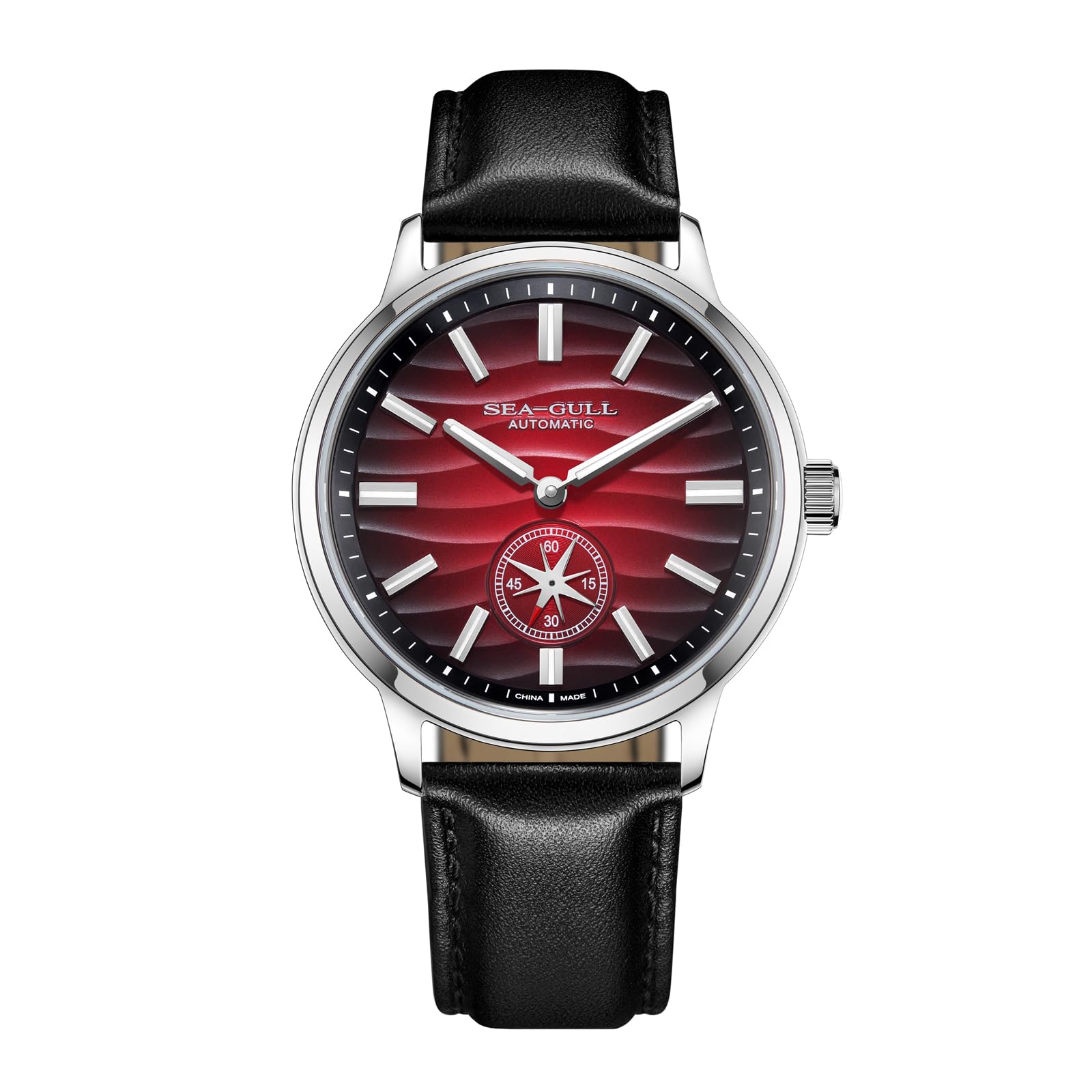 Seagull Mechanische Herrenuhren, natürliche Serie, automatische Armbanduhr, Polaris-Sub-Zifferblatt, Möwe ST17, Leuchtend, 6180