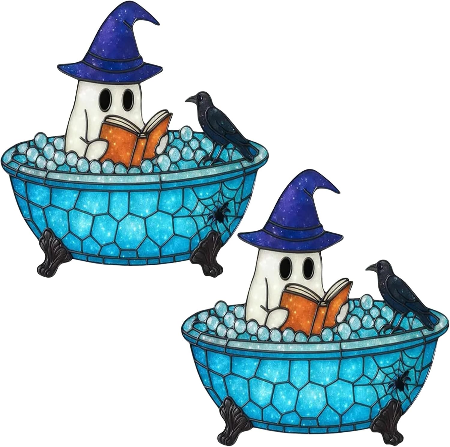 Halloween Ghost Bubble Bath Lamp, Cute Bathtub Ghost Night Lights for Bathroom Halloween Decor,Spooky Reading Books Nightlight with USB Ghost Nightlight for Indoor Readers, Desk, Party, Table