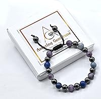 Vista 6 de Pulsera de manifestación Amazing Gemstone para dejar de beber alcohol - Juego de pulseras de lepidolita azul, aventurina y hematita para hombres