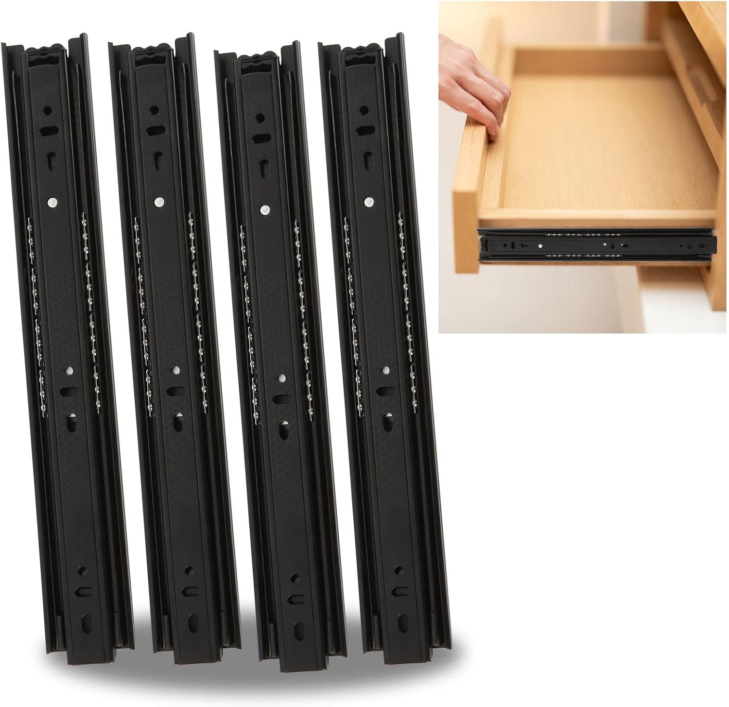 CYEER 2 Pairs Full Extension Drawer Runners, 300mm Heavy Duty 40kg Load