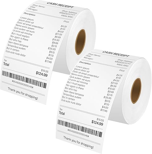 Miniatura 9 de Repuesto para DYMO 30270 Thermal  Cruxer 6 rollos de papel de recibo blanco no adhesivo de 2-14 pulgadas x 249 pies  2.244 in x 249.3 ft, compatible