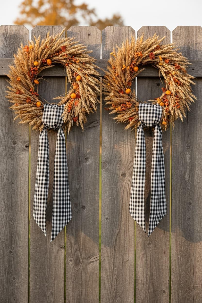 Wreath Sash for Front Door Decorations, Black White Checkered Plaid Bow Ribbon for Halloween Modern Elegant Year Round Wedding Farmhouse Home Decor Accessories (5.12" x 54.33")