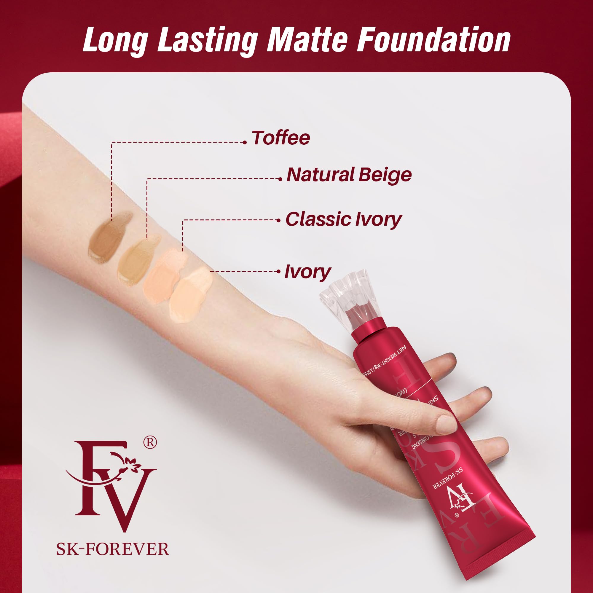 FV Base de Maquillaje Mate de alta Cobertura, Larga Duración, Adecuado para Pieles Grasas, Classic Ivory, 30 ml — view 7