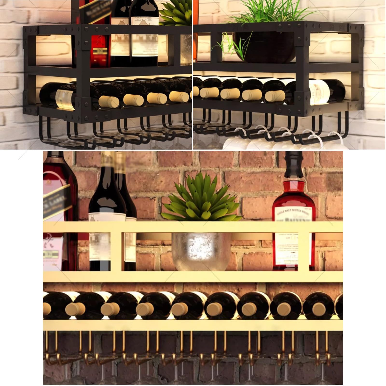 DOITOOL Portabottiglie Da Parete A Spirale – 2 Pezzi In Metallico Nero, Per Vino, Cucina E Bar - 2