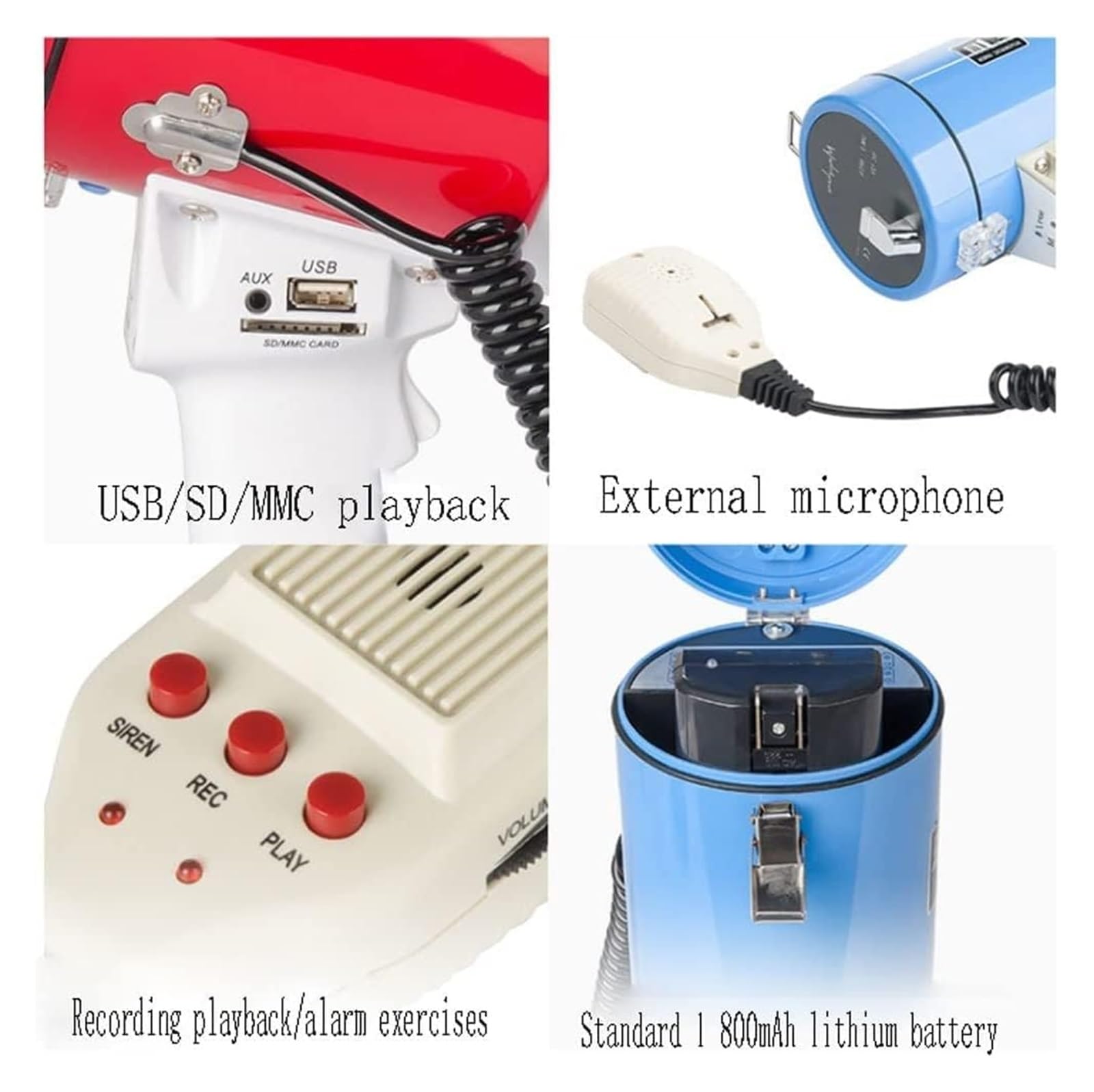 Megáfono, megáfono, megáfonos duraderos con micrófono Desmontable, Altavoz de 50 W, megáfono portátil Recargable, Amplificador de Voz, megáf