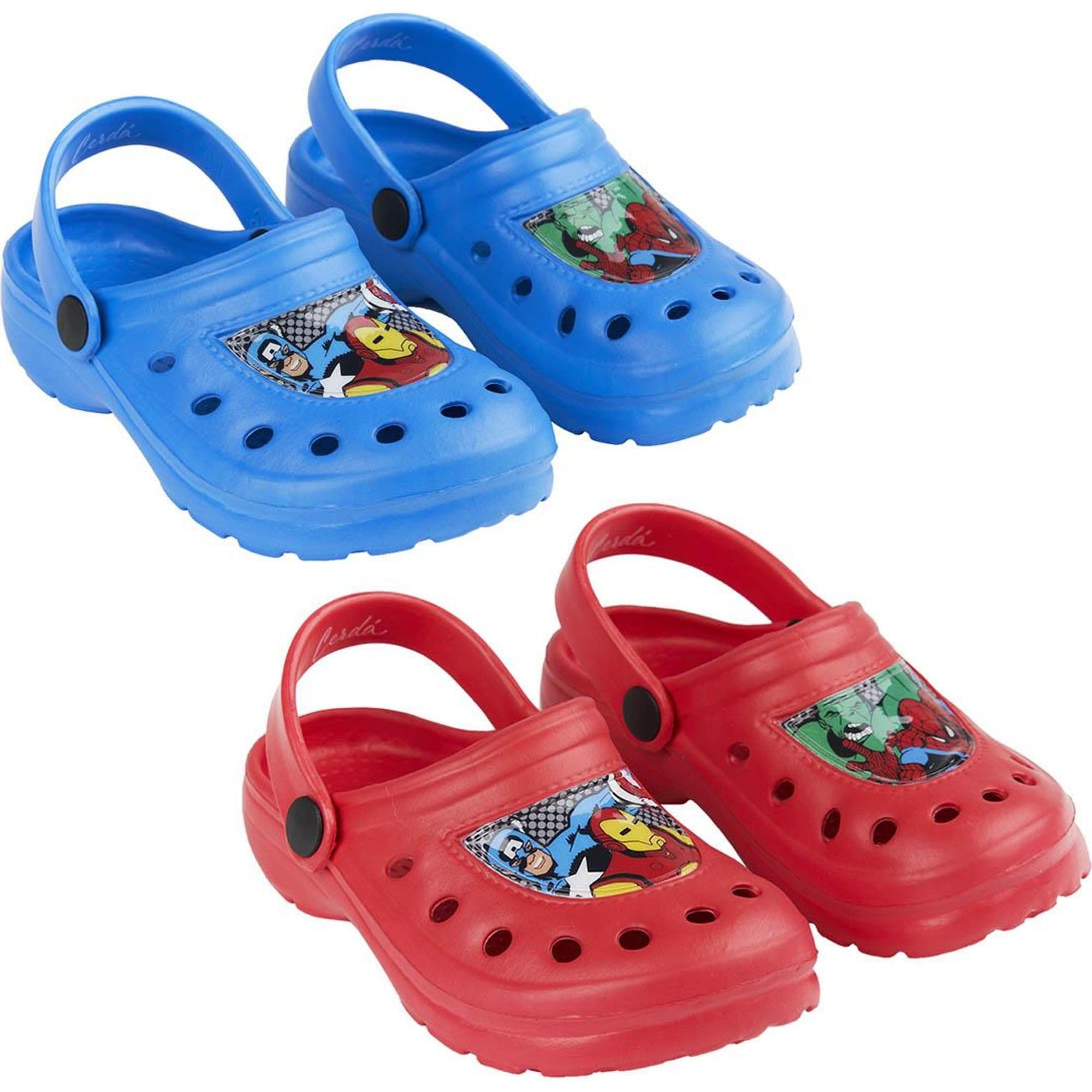 CERDÁ LIFE'S LITTLE MOMENTS Avengers Clogs - Blue - UK Size 11.5/12.5 JNR - Front Print - Children's Clogs Made in EVA - Original Product Designed in Spain