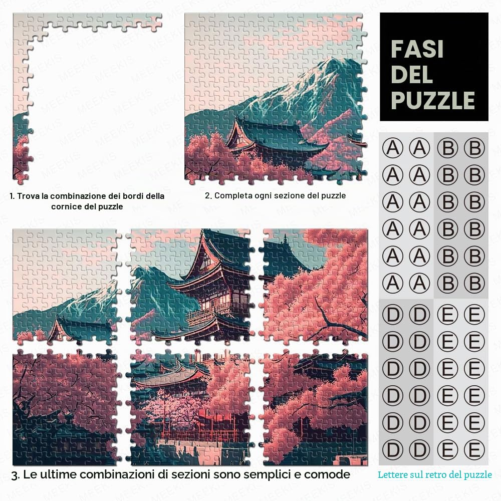 Puzzle 1000 pezzi Paesaggio giapponese Puzzle divertenti Puzzle in legno per adulti Puzzle da 1000 pezzi Giochi educativi per adulti e bambini 1000 pezzi （50x75 cm）