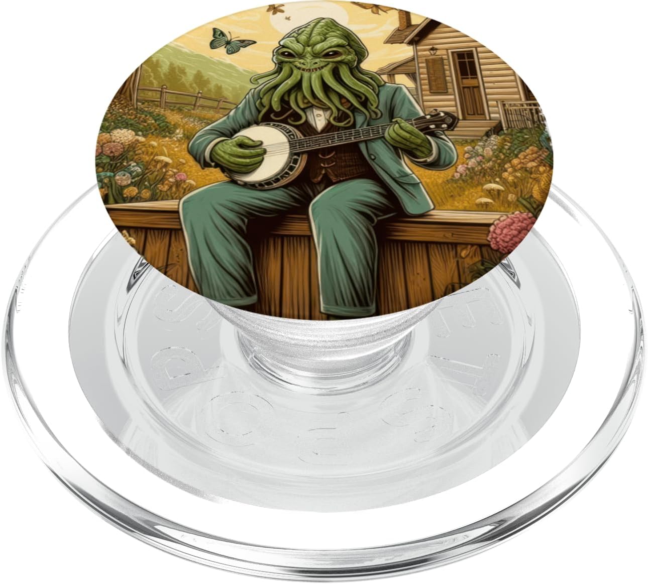 Charming Cottagecore Aesthetic Banjo Serenade Cthulhu PopSockets MagSafe PopGrip for iPhone