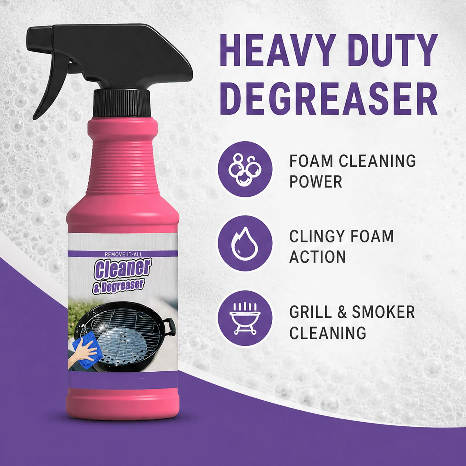 Backofen-Schrubbspray, schnell wirkendes Hochleistungs-Grill-Entfettungsspray,leistungsstarkes Küchen-Entfettungsspray,Funktionsschaum-Schrubbspray, Schweröl-Schrubbspray, Fettentferner (5 stücke)