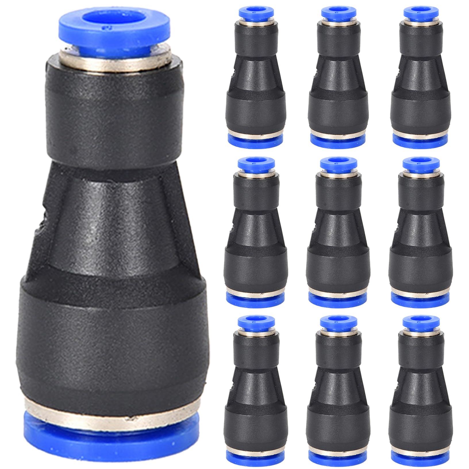 10Pcs Push to Connect Fittings 10mm Tube ODx6mm Tube OD Reducer Quick Connect Hose Fittings Air Quick for the Polyurethane or Nylon Tubing