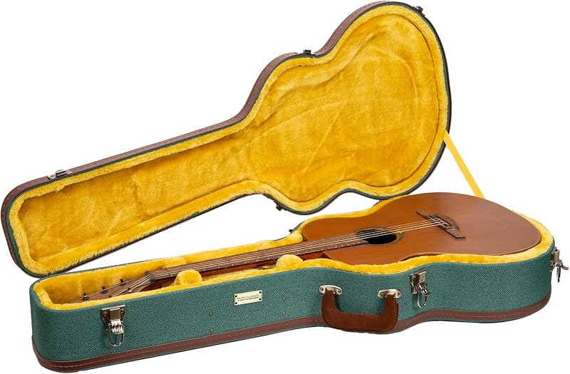 Master Series OM Acoustic Guitar Case for Martin 000-14 Fret | Malachite Blue Eco Tweed Fabric, Re-Engineered Shell, Leather Handle & Gold Velvet Interior(CRW720OMMB)