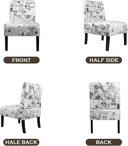 Miniatura 5 de STHOUYN Silla de Acento Moderna de Tela Estampada sin Brazos, Silla Decorativa de Esquina Lateral Slipper Vanity para Escritorio de Dormitorio,