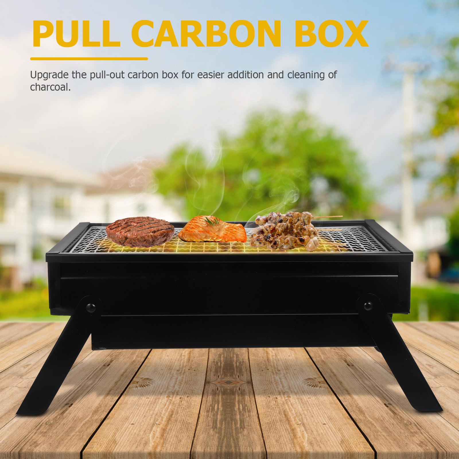 Griglia Barbecue Portatile Pieghevole in Acciaio Nero