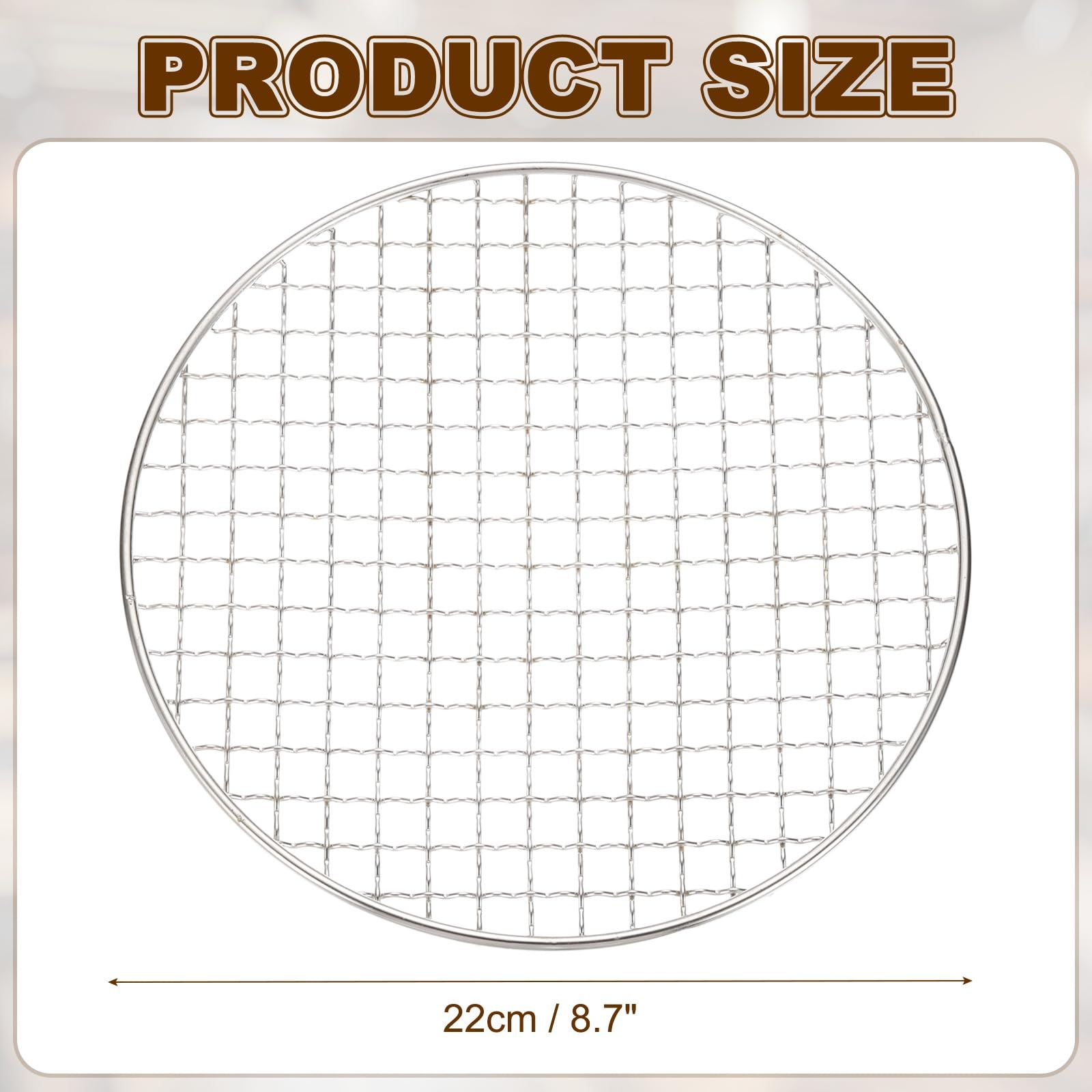 QUARKZMAN Griglia in Acciaio Inossidabile, Griglia Rotonda da 22 Cm per BBQ, Rete per Cottura A Vapore, Resistente A Forno E Lavastoviglie, per Cottura Grigliatura Arrostimento Argento