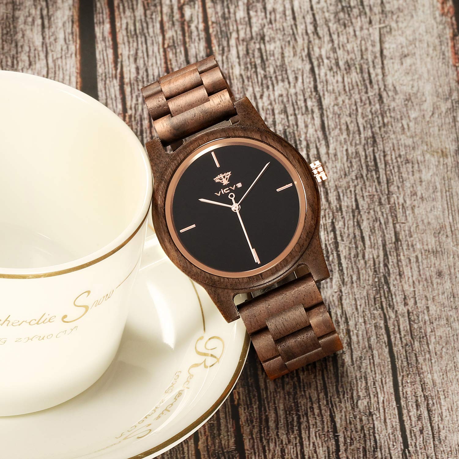 Orologi in legno per uomo e donna, noce naturale/legno di ulivo cronografo al quarzo giapponese, cinturino regolabile, sport militari e tempo libero
