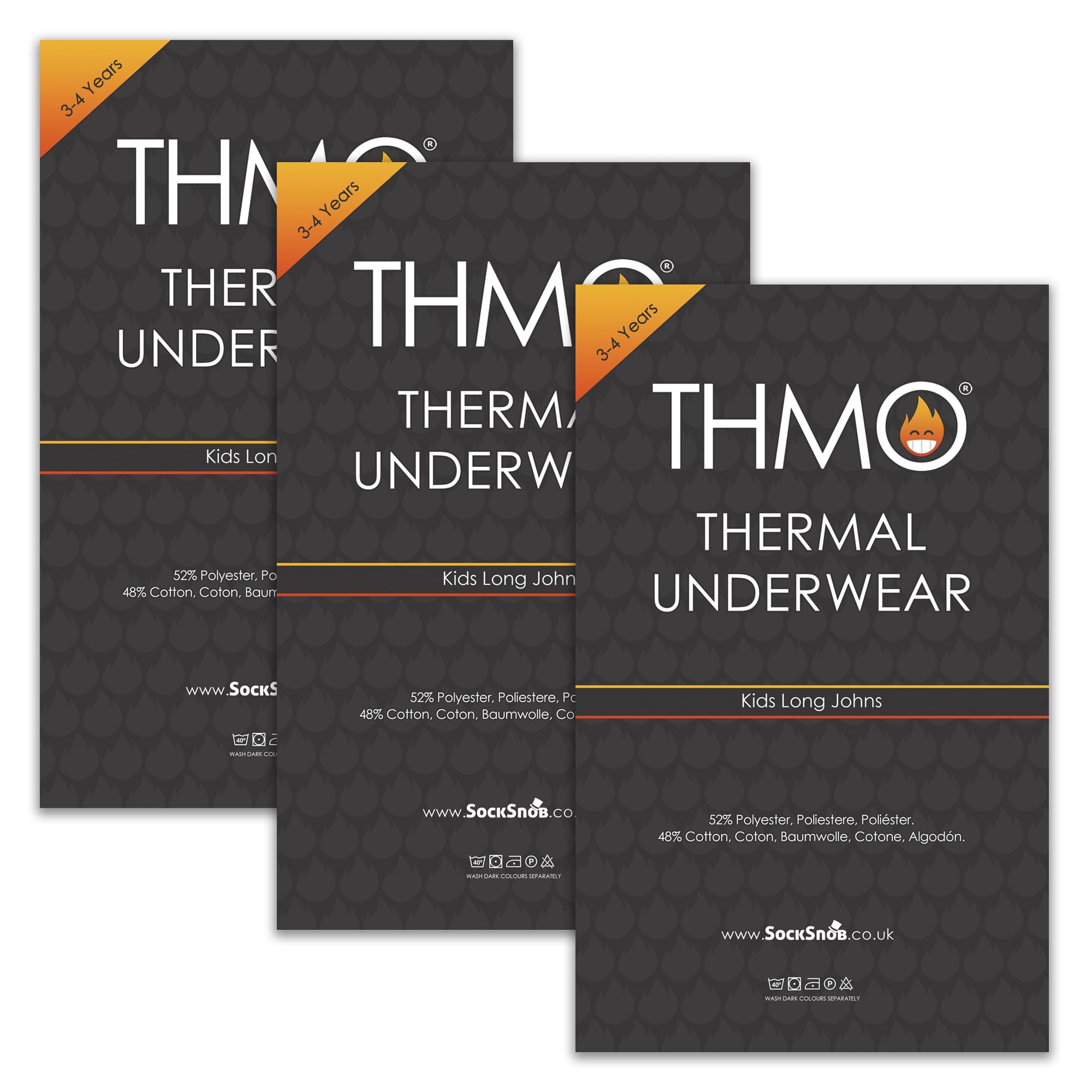 THMO - Confezione da 3 pantaloni termici per bambini | intimo invernale caldo intimo intimo