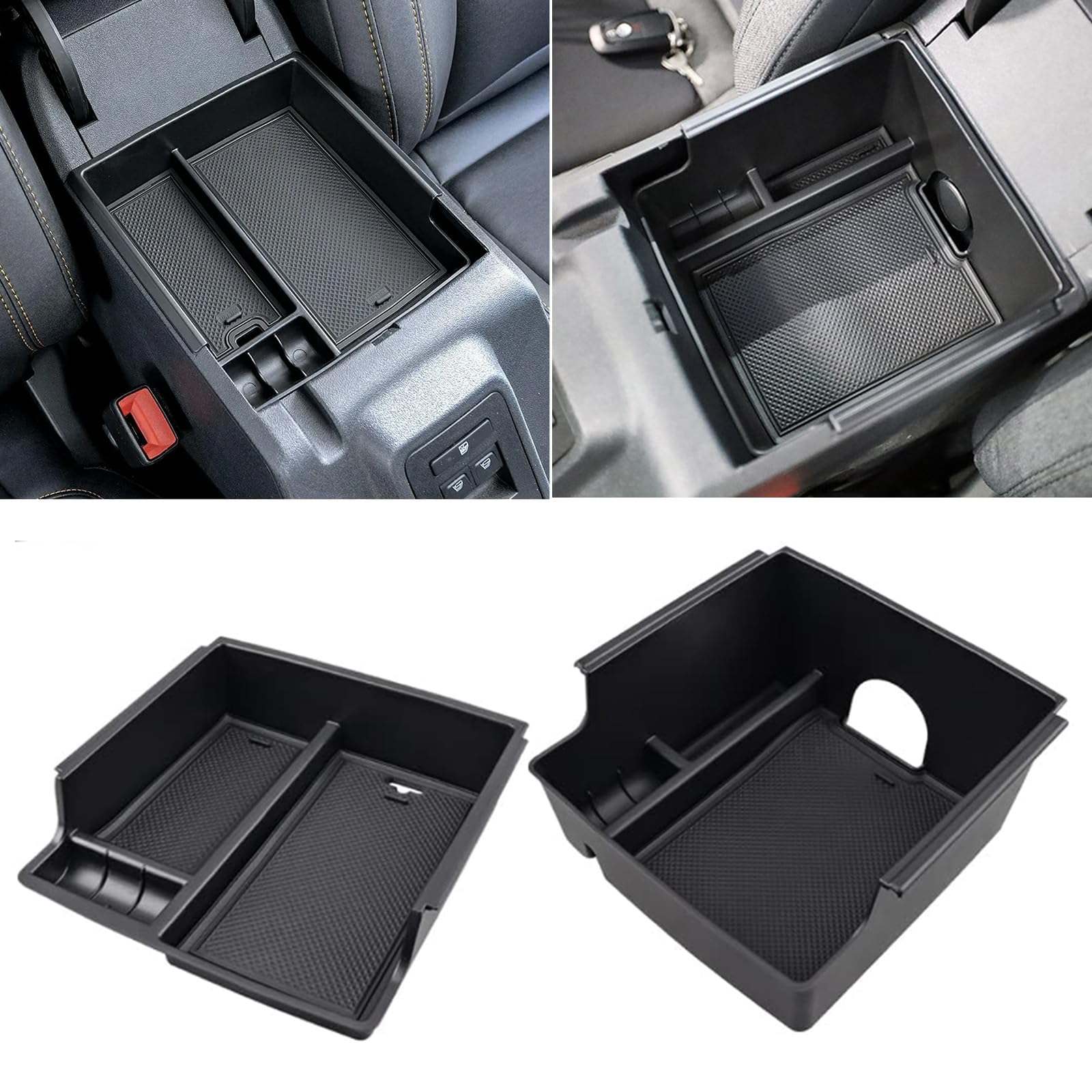 Center Console Organizer for Bronco Accessories, ABS Two Layer Tray Armrest Storage Box with Non-Slip Mat Center Console Organizer Compatible with Bronco 2021 2022 2023 2/4-Door (Black) …