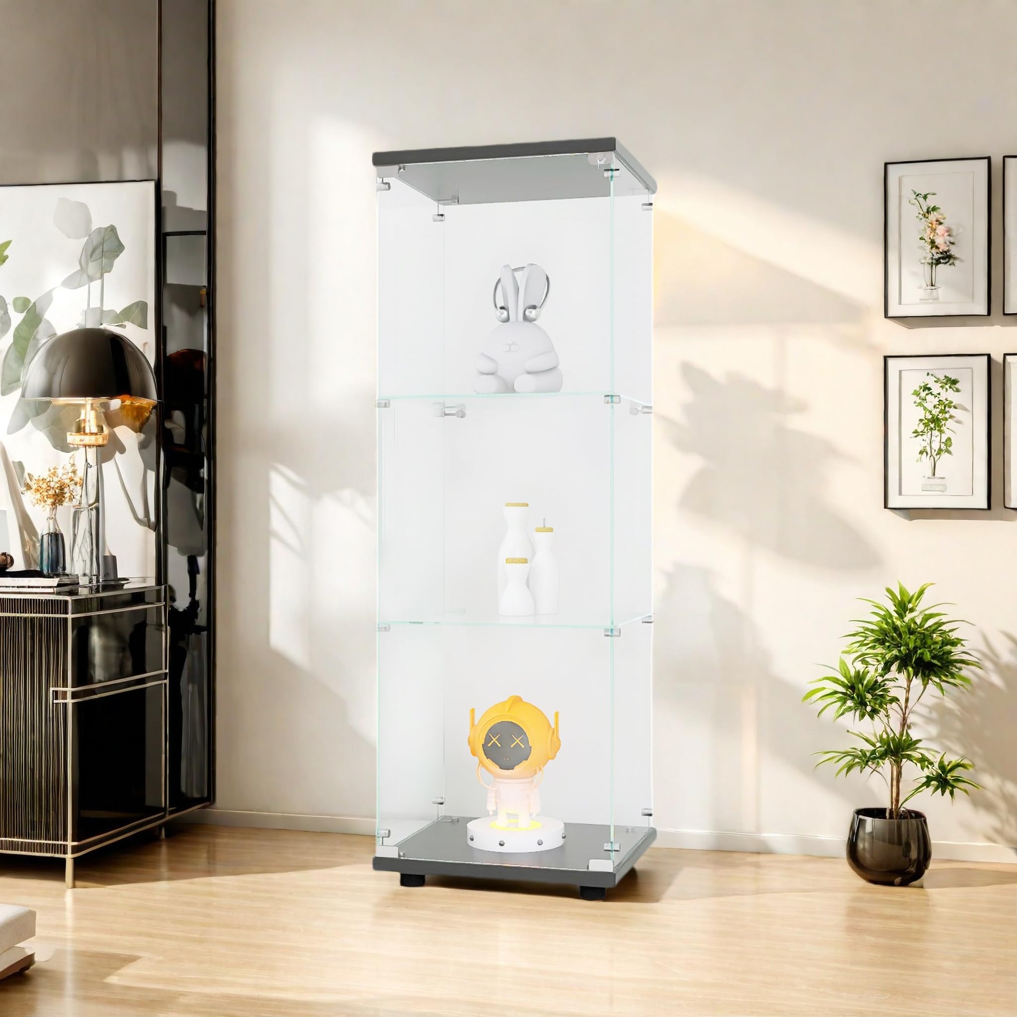 Jeerbly Vetrina in vetro, vetrina monopanta per soggiorno, camera da letto, ufficio, blg-15