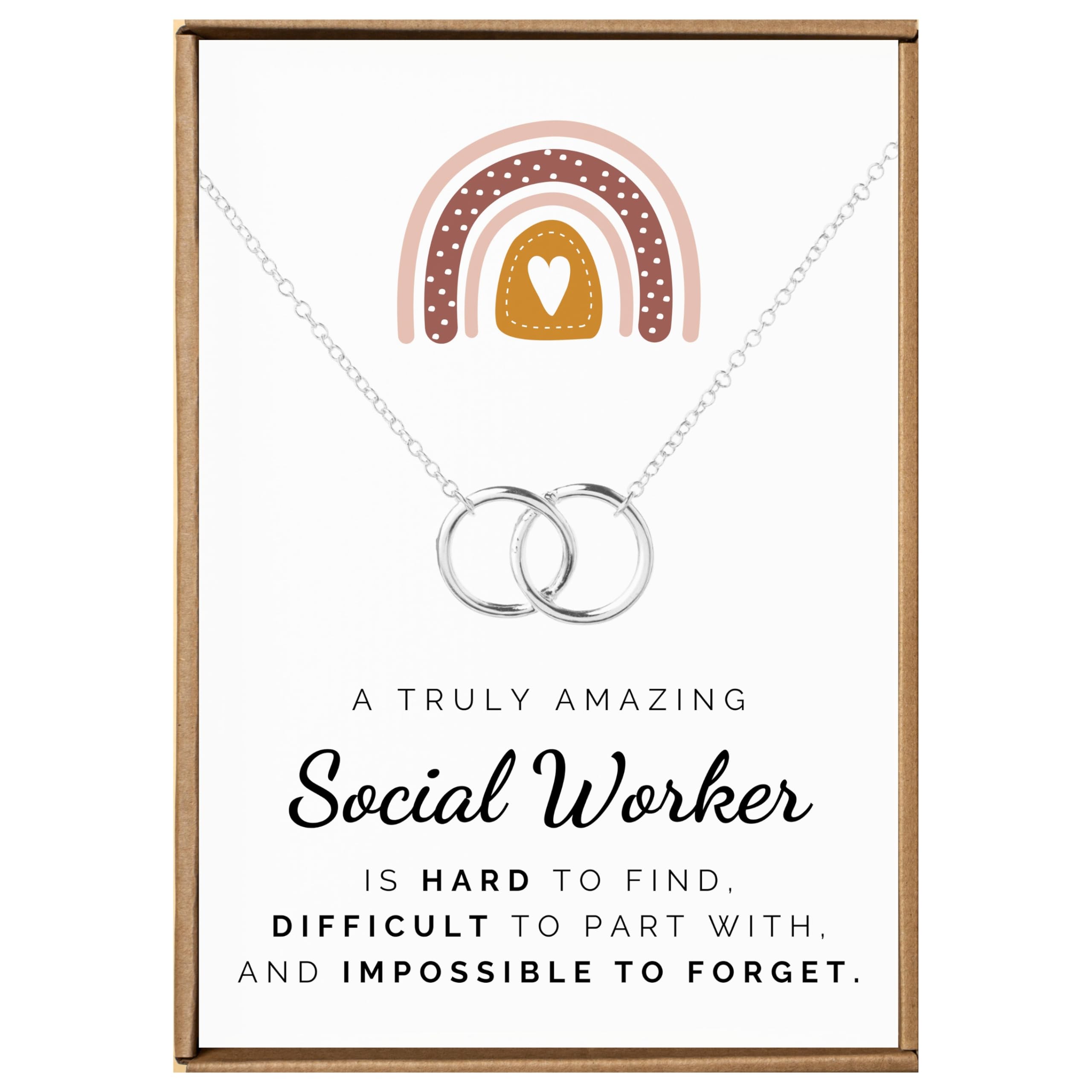 VIY Personal Card Social Worker Necklace, Brass Women's Necklace, Graduation Gift for Female Social Workers
