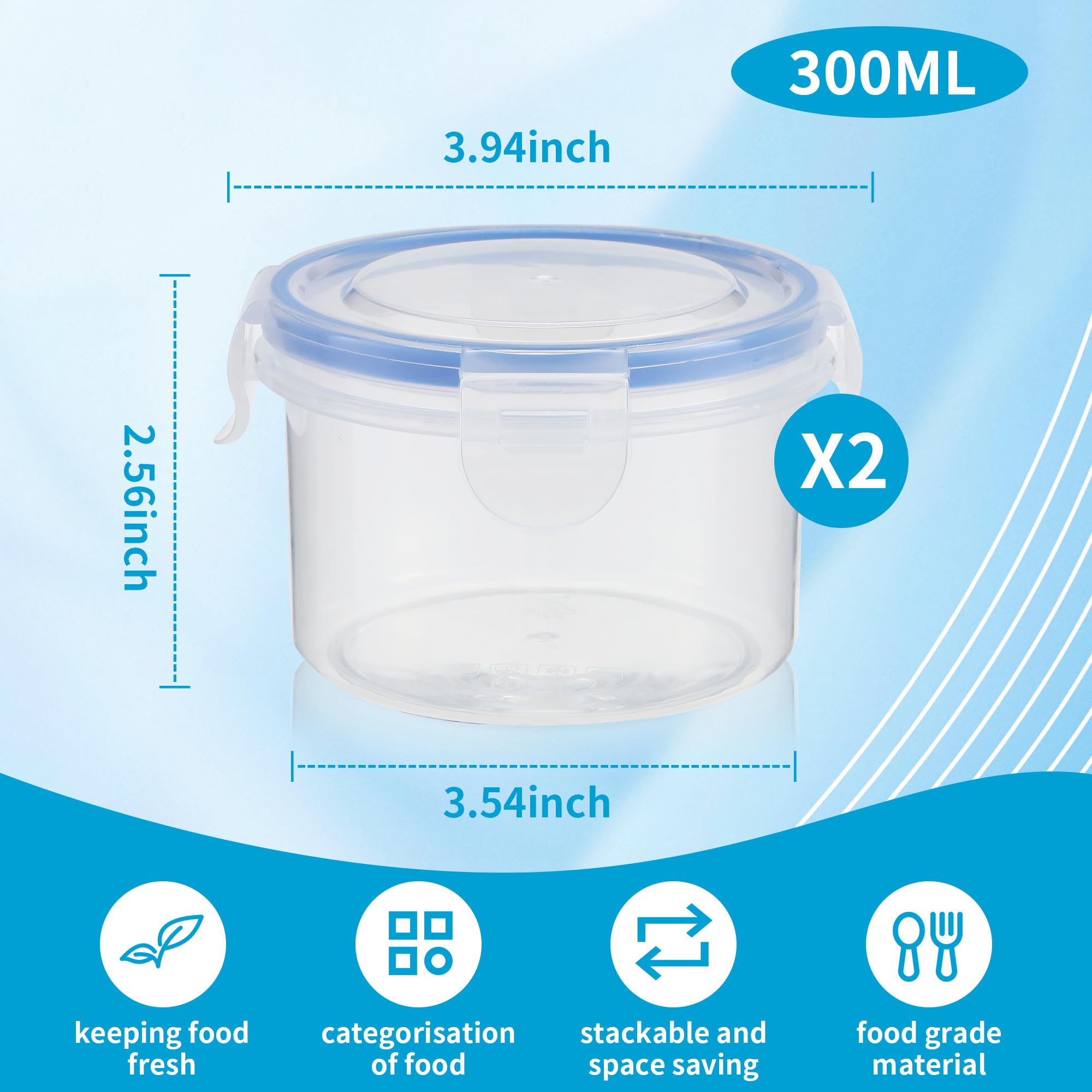 Lot De 6 Boîtes En Plastique Réutilisables De 300 Ml, Idéales Pour Le Stockage Au Sec, Fabriquées Avec Des énergies Renouvelables Et Respectueuses De