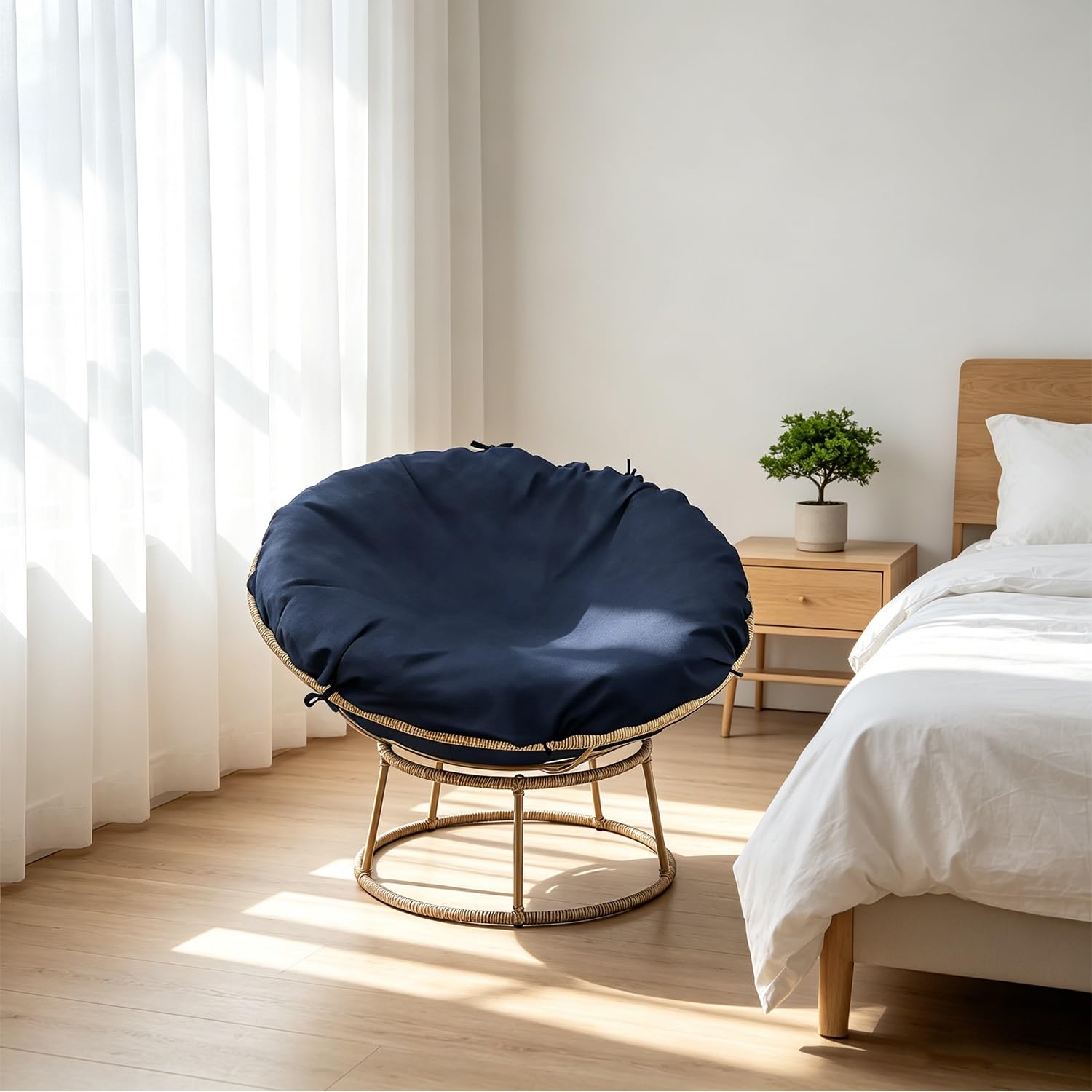 Housse de Coussin Papasan Housse de Coussin de Chaise Papasan résistante à l'eau faciles à Nettoyer pour intérieur et extérieur Tissu Oxford 210D avec Fermeture(Dark Gray,130cm/51.2in)