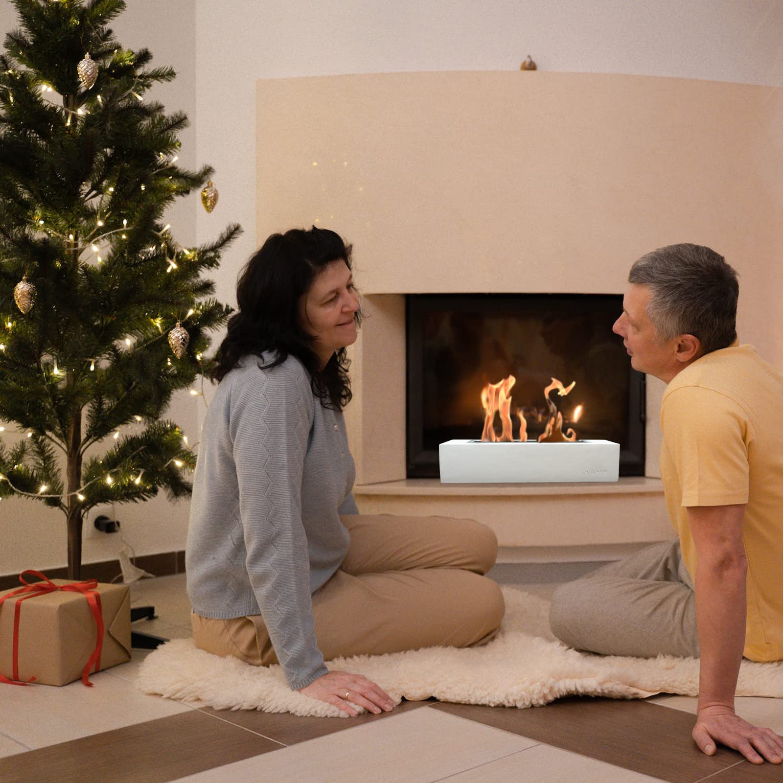 Indoor Fire Pit, Mavalzy Rectangle Tabletop Rubbing Alcohol Frie Pits