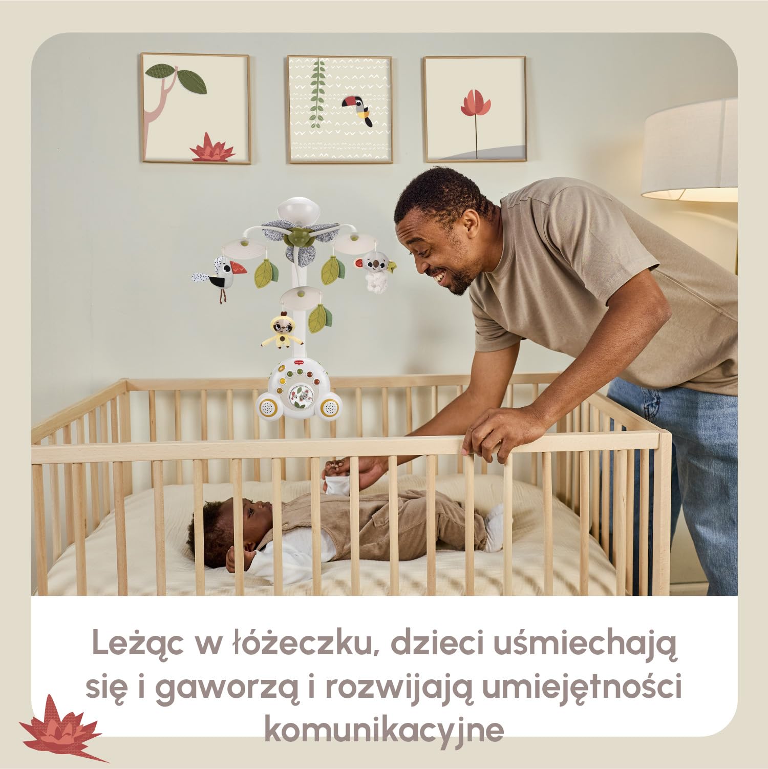 Tiny Love Karuzela Rośnij z Muzyką, 2 w 1 Muzyczna Karuzela do Łóżeczka, 0+ Miesięcy, Można Przekształcić w Pozytywkę, Stymulacja Wzroku, 18 Melodii, 40 Minut Ciągłej Muzyki, Boho Chic