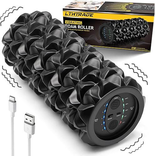 Rodillo de espuma vibratoria, rodillo de masaje muscular de alta densidad para aliviar el dolor de espalda y recuperación muscular y terapia física,