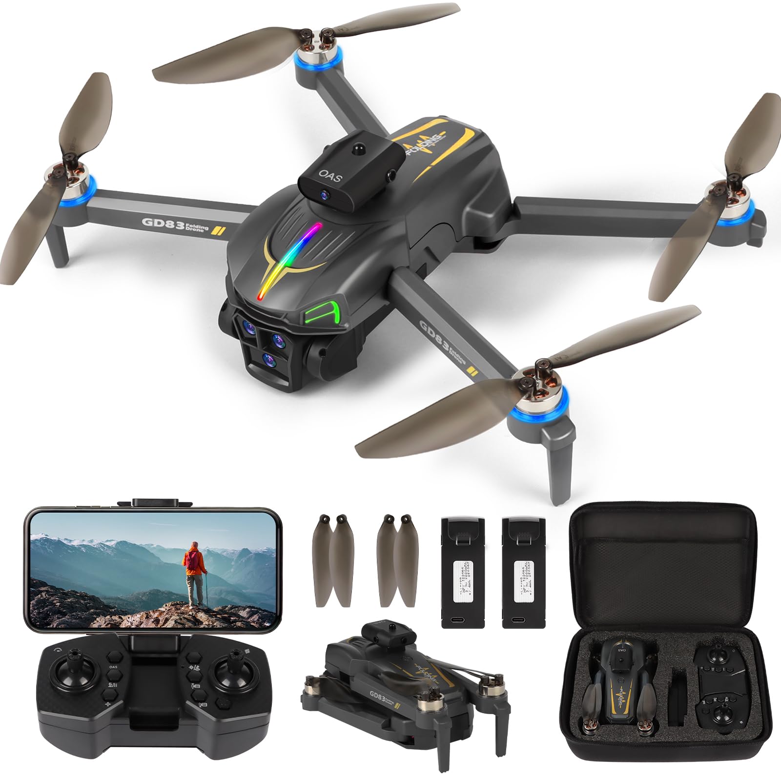 YOOHBERRYS Drones con Camara 1080p, Mini Drone, FPV Drones con Camara Ajustable 90° Barra y Motor sin Escobillas, con Funcionalidad 3D Flip, Control de Gestos, para Pprincipiantes y niños de 14 Años YOOHBERRYS Drones con Camara 1080p, Mini Drone, FPV Drones con Camara Ajustable 90° Barra y Motor sin Escobillas, con Funcionalidad 3D Flip, Control de Gestos, para Pprincipiantes y niños de 14 Años