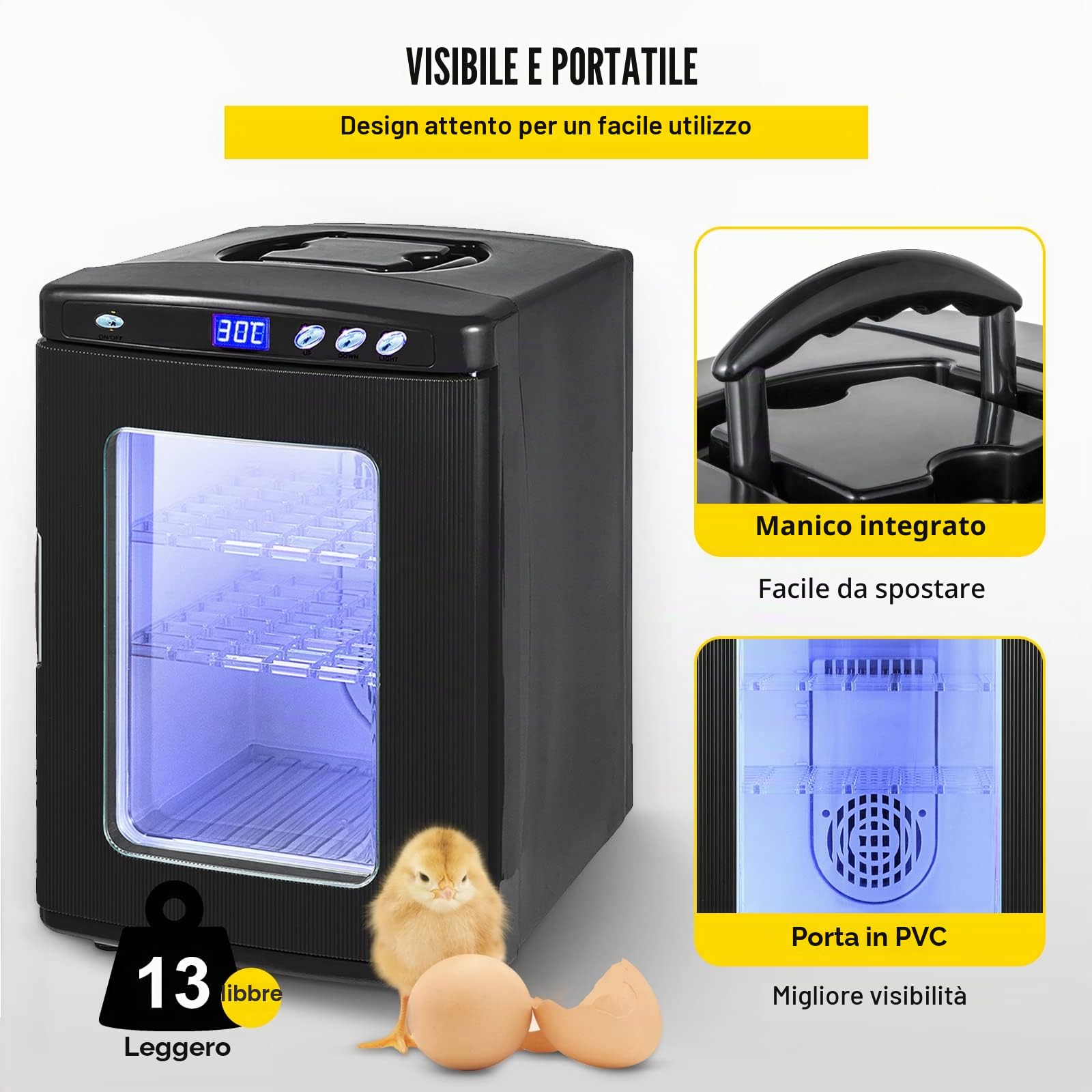 Incubatrice 5°-60°C (36-140°F), 25L, Automatica covatrice con Temperatura costante per rettili o Anfibi