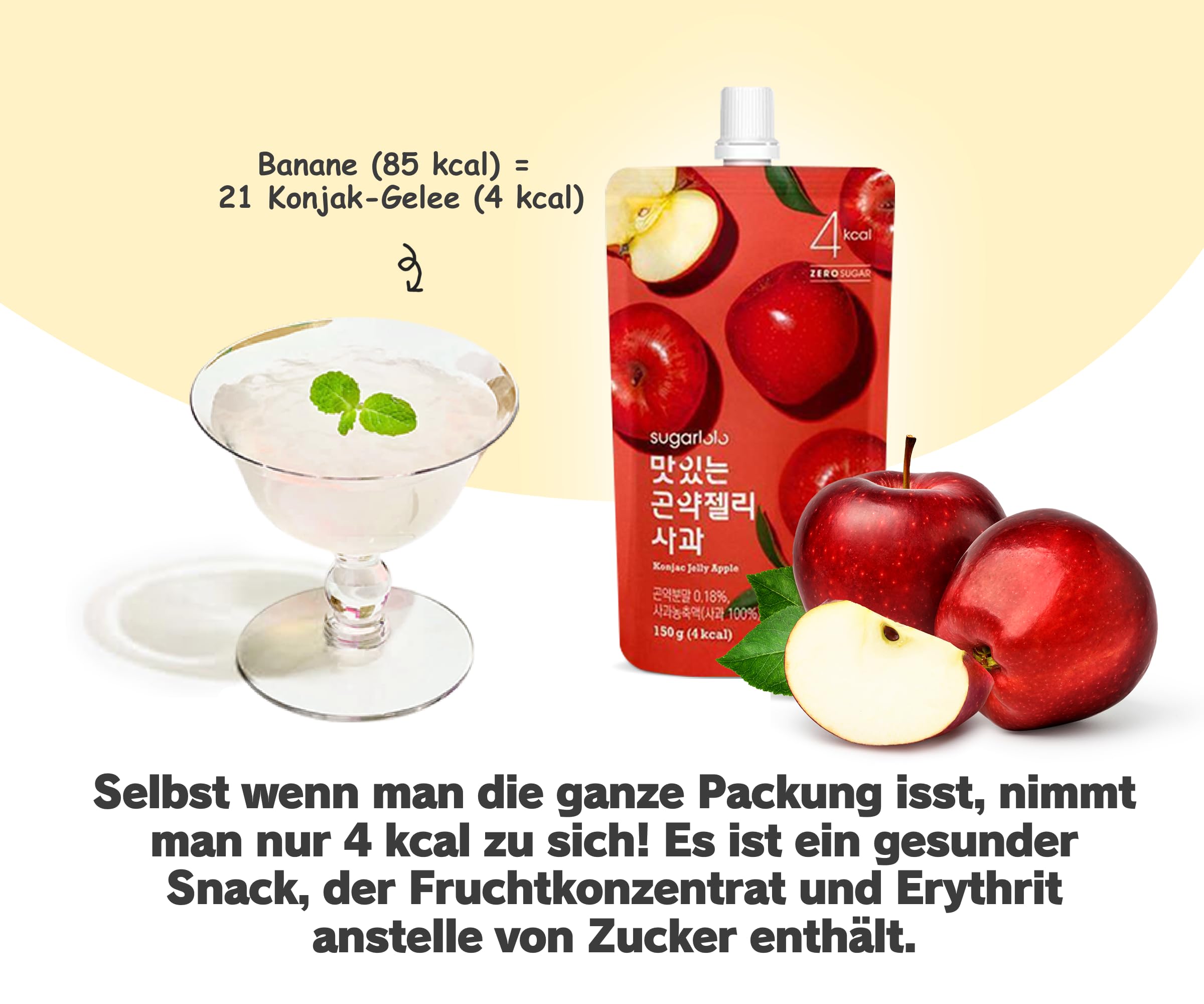 Intake Sugarlolo Konjac Getränk 150gx10 Apfel | Kalorienarmes, Zuckerfreies Fruchtgelee | Ideal für Diabetiker & Gesundheitsbewusste |Fruchtgeschmack | Sättigend & Lecker