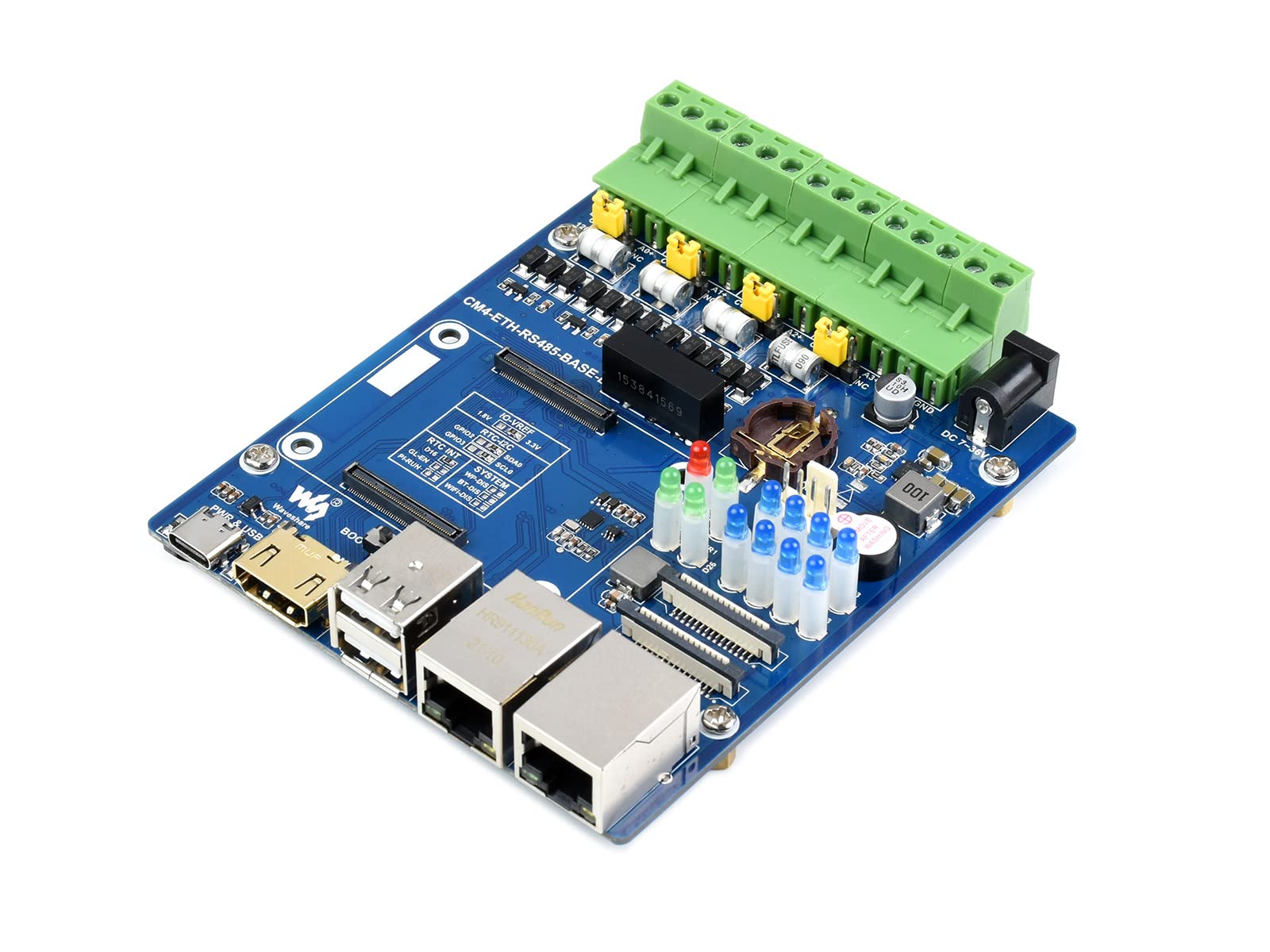 ETH RS485 Scheda di Base per Raspberry Pi Compute Module 4 CM4 Dual ETH Quad RS485 Scheda di Espansione, Integrata Gigabit Ethernet/100M Ethernet/4CH Isolata RS485/CSI/USB2.0/HDMI/FAN/Micro SD ecc.