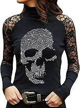 Sumuqi Bluse Elegant Damen Langarmshirt Halloween Shirt Tops Oberteile Herbst Oberteil Elegante Oberteil Fraun Y2k Kostüme Sexy Kostüm Skelett Pullover Kleidung Bekleidung Longshirt Sweatshirt