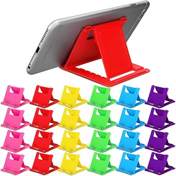 Macarrie 24 Pcs Cell Phone Stand, Universal Foldable Tablet Stand for Desk Compatible with 13 12 11 Pro XS Max x 8 6s Plus SmartphonesMulticolor